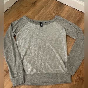 Silver and Gray Long Sleeve Top